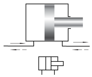 Двухсторонний гидроцилиндр с односторонним штоком
